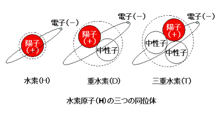図_水素原子の3つの同位体